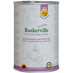 Влажный корм для собак Baskerville Holistic Wildschwein und Ente Mit Kurbis Утка и кабан с тыквой, шампиньонами и зеленью 400 г