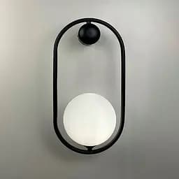 Настенный черный светильник с белым плафоном Line F Арт. W078/1 BK