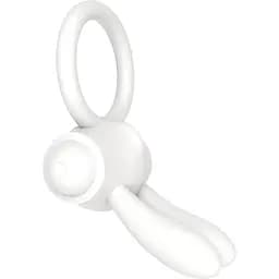 Эрекционное кольцо с вибрацией Lovetoy Power Clit 7.5 см белый