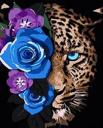 Набір для творчості алмазна картина Леопард у квітах Strateg HEG88147, 30x40 см