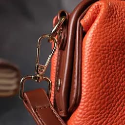 Жіночий клатч з цікавою клямкою з натуральної шкіри Vintage 22424 помаранчевий - мініатюра 9