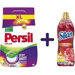 Набір: Пральний порошок Persil Color 4.05 кг + Ополіскувач для білизни Silan Aromatherapy Sensual Rose 770 мл