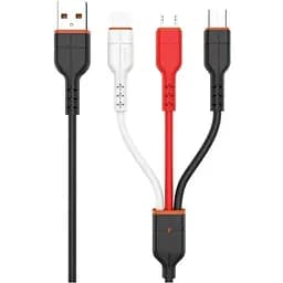 USB кабель Kaku KSC-224 3-in-1 Type-C / MicroUSB / Lightning 1m - Black