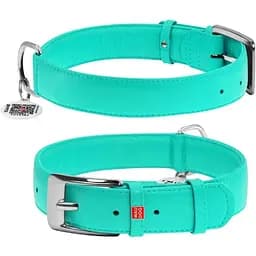 Ошейник для собак Waudog Glamour кожаный с QR паспортом, без украшений, L, Ш 35 мм, Дл 46-60 см (2033221300008)