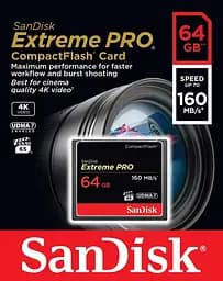 Карта пам'яті SanDisk CompactFlash 64GB Extreme Pro R-160MB/s [SDCFXPS-064G-X46] [100469] - мініатюра 9