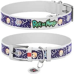 Нашийник для собак Waudog Design шкіряний з QR паспортом малюнок Рік та Морті 2 XL