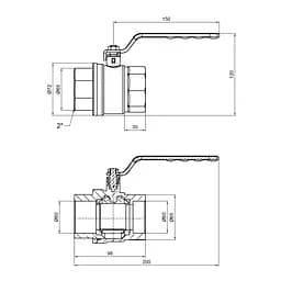 Кран кульовий SD Plus 2" ВР для газу (важіль) SD600NG50PN40 - мініатюра 2