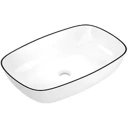 Умивальник накладний Imprese Black Edge 60x38x13,5 см білий/чорний i11098, Білий