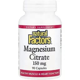 Цитрат магнію Natural Factors Magnesium Citrate 150 mg, 90 капсул для підтримка м'язів та нервової системи