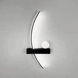 Чорне дугове бра з білим плафоном у лівому корпусі 60 см Line F Арт. WJ113/600 L BK (лівий)