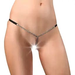 Сексуальні трусики з ланцюжком Art of Sex Villa Silver чорні, розмір XS-M