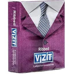 Презервативы латексные Vizit Ribbed, с кольцами, 3 шт.