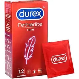 Презервативи Durex Fetherlite 12 шт ультратонкі латексні, гладкі, змащені, натуральне відчуття