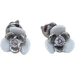 Срібні сережки Aurora Квіточки з керамікою та фіанітами. С2032Б