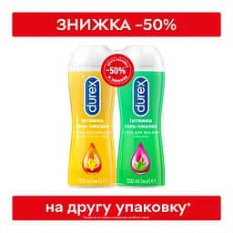 Набор интимных гель-смазок Durex Play Massage: With Aloe Vera 2in1, 200 мл + Sensual 2in1 с иланг-илангом, 200 мл (4820108005419)