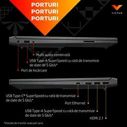 Ноутбук Ігровий HP Victus 15-fb0016nq з процесором AMD Ryzen™ 5 5600H pana la 4.2 GHz, 15.6'', Full HD, IPS, 8GB DDR4, 512GB SSD, NVIDIA® GeForce RTX 3050 Ti 4 - мініатюра 9