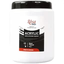 Краска акриловая Rosa Studio Черная 403, 1000 мл CD