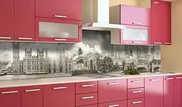Вініловий кухонний фартух Лондон у хмарах наклейка для кухні ПВХ місто Бежевий 60х300 см Happy Pocket Z181665 - мініатюра 3