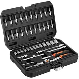 Neo Tools Набор инструментов, Набор торцевых головок, 46шт, 1/4", CrV, кейс