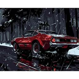 Набор для росписи по номерам Strateg Красная машина на черном фоне 50 х 40 см (AH1196-11)