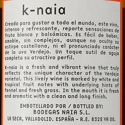 Вино Bodegas Naia K-Naia, біле, сухе, 13,5%, 0,75 л (9080) - мініатюра 3
