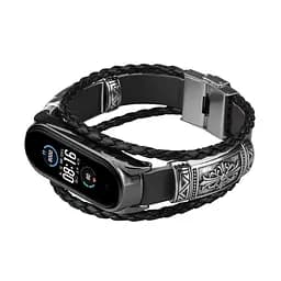 Ремінець вінтажний Carprie для фітнес-браслета Xiaomi Mi Band 5 і 6 Type D Black black - мініатюра 2