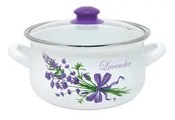 Кастрюля эмалированная Infinity Лаванда 2, со стеклянной крышкой, 22 см, 4,8 л, белый (6684691)