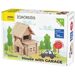 Конструктор деревянный Домик с гаражом Igroteco 900118 75 деталей 