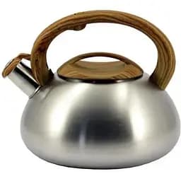 Чайник Zauberg з нержавійки та свистком коричнева ручка 3 л ZB-006