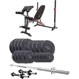 Набір Elitum Titan 89кг з лавою HS-1095, штангою та гантелями