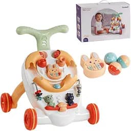 Дитяча розвиваюча каталка з пальчиковими іграми, музичним брязкальцем та грою з кульками, на батарейках