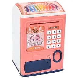 Скарбничка-сейф дитяча MK 5060 з кодом і відбитком пальця світло та звук рожева