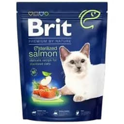 Сухой корм Brit Premium Cat by Nature Sterilized Salmon для стерилизованных кошек, с лососем, 300 г