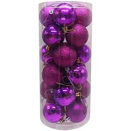 Набір ялинкових іграшок Bambi Кулі 24 шт. Фіолетовий (6279-1)