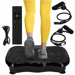 Виброплатформа для тренировок 4FIZJO Ultra+ с пультом и эспандерами Black (P-5905973402873)