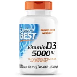 Витамины и минералы Doctor's Best Vitamin D3 5000 IU, 180 капсул