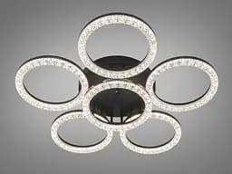 Стельова LED люстра кільця Diasha MX4770 -5+1BK чорна шість кілець акрил 133 Вт до 2