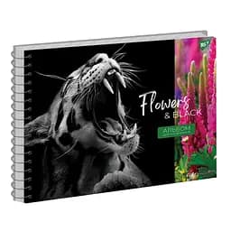 Альбом для малювання YES Flowers Black А4, 20 аркушів, 120 г/м², на спіралі, гібридний лак