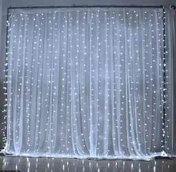 Гирлянда штора занавес Водопад 3х3 м 320 LED (белый шнур, с переходником) Белый свет
