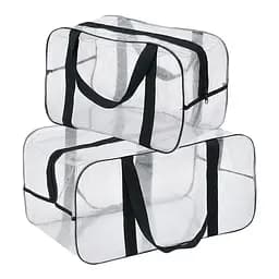 Набор прозрачных сумок в роддом: размер М 40х25х20 см + размер L 50х25х30 см (черные)