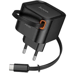 МЗП Hoco C153A Changer With Retractable Cable Type-C PD20W Black - мініатюра 3