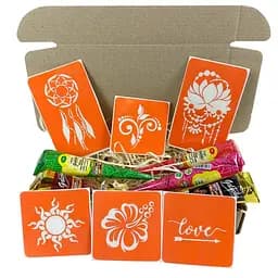 Набор цветной хны с трафаретами для био-тату №1 Fresh Tattoo color-henna-set-01