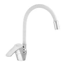 Змішувач для кухні Zerix YUB 279 з білим гнучким виливом ZX1581 Хром