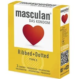 Презервативи Masculan Ribbed+Dotted Тип 3 з кільцями і пухирцями 3 шт.