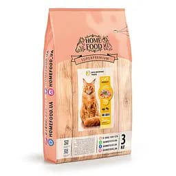 Сухий корм Home Food для дорослих котів Індичка та креветка CAT ADULT Для великих порід 3 кг