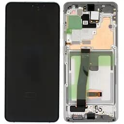 Дисплей Samsung G988 Galaxy S20 Ultra чорний, OLED, з рамкою сріблястого кольору, Cloud White