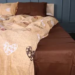 Простынь MirSon Бязь 17-0705 Toffee Hearts 150х220 см шоколадная (2200010619621)