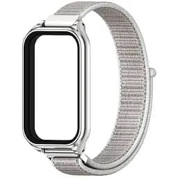 Ремешок нейлоновый Mijobs для фитнес браслета Xiaomi Mi Smart Band 8 Active Silver