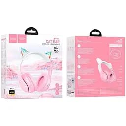 Навушники бездротові з вушками Hoco Cat ears BT headphones W42 біло рожеві - мініатюра 2