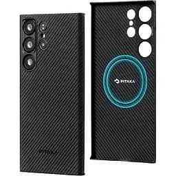 Оригінальний протиударний чохол для Samsung Galaxy S23 Ultra Pitaka MagEZ MagSafe Case 3 Twill Black/Grey KS2301U - мініатюра 2
